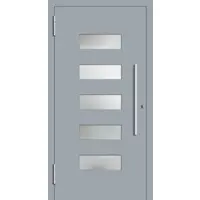 Haustuerenland.de Aluminium Haustür RC2 "FRANCA" 78 mm Fenstergrau RAL 7040 beidseitig außen öffnend DIN links
