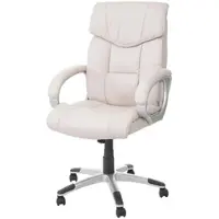 Proregal Bürostuhl HxBxT 120x73x78 cm Sitzhöhe 48cm Kunstleder Creme Chefsessel Drehstuhl