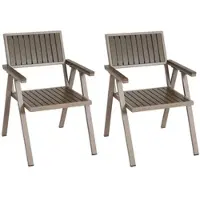 Proregal 2er-Set Gartenstuhl | HxBxT 87x57x53 cm | Sitzhöhe 43cm | Outdoor-Beschichtung | Aluminium Holzoptik | Gestell Champagner | Grau | Balkonstuhl Stuhl