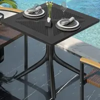 GGM Möbel Phuket | Bistro Außen Tisch | Kunststoff | 80 x 80 x 76 cm | Schwarz