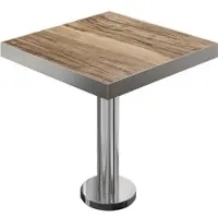 GGM Möbel BML | Bistro Tisch | 70 x 70 x 77 cm | Quadratisch | Edelstahl Rand | Sheesham / Edelstahl