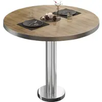 GGM Möbel BML | Bistrotisch | Ø:H 80 x 75 cm | Eiche / Edelstahl | Rund | Edelstahl Rand