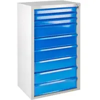 Proregal Schubladenschrank Kobra mit 9 Schubladen | HxBxT 120x70x43,5cm | Lichtgrau/Lichtblau