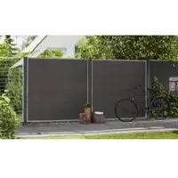 Meingartenversand.de Plus WPC Sichtschutzzaun Futura - WPC Zaun in Schiefergrau - vormontierter Sichtschutzzaun 180 x 91 cm - WPC Sichtschutz für Garten & Terrasse