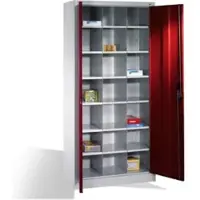 C+P Aktenschrank Acurado mit Drehtüren, innen 21 Gefache, H1950xB930xT400mm Front Rubinrot Korpus Lichtgrau