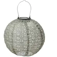 MARELIDA LED Solar Lampion - mit Blumenmuster - warmweiße LED - H: 25cm - D: 25cm - Lichtsensor - grün