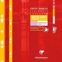 Clairefontaine 10x Farbige Klausurbogen (Doppelblätter) A4, Packung mit 100 Seiten 90g, gelocht, französische Lineatur Seyès - 4743C