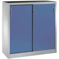 Californian Products CP Stahlschrank mit Schiebetüren 120 x 120 cm blau, 120x120x60 cm