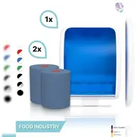Blanc HYGIENIC SET: Handtuchrollenspender Autocut, Blanc Cosmos + 2 Handtuchrollen Classico BLAU - PRODUKTSET