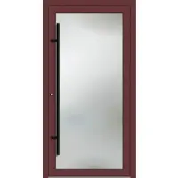 Haustuerenland.de PREMIUM Aluminium-Glas Haustür "AMY" 90 mm BLACKLINE flächenbündig Rotbraun RAL 8012 beidseitig innen öffnend DIN links
