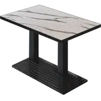 GGM Möbel BPY | Bistro Tisch | 110 x 60 x 78,5 cm | Quadratisch | Schwarzer Rand | Weiß Marmor / Schwarz