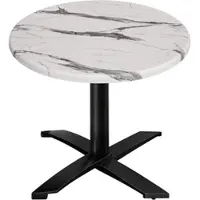 GGM Möbel WTG | Bistro Außen Tisch | Ø:H 70 x 75,5 cm | Weiß Marmor / Schwarz | Rund