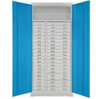 Proregal Schubladenschrank Chinchilla mit 40 Schubladen + 1 Ablageboden | HxBxT 179x80x41cm | Lichtgrau/Lichtblau