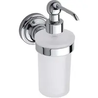 BRILLANTBAD BETRO CHROM Seifenspender Messing Glas Chrom 80x190x120 mm, 230 ml für Bad & Küche >> zum Bohren