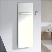 Zehnder Design-Heizkörper Vitalo Bar elektrisch, 1250x16x400 mm, Beige Grey, mit Chrom-Handtuchhalter und Funksteuerung
