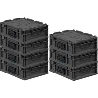 Proregal Supersparset 7x Eurobox Nextgen Portable HxBxT 13,5x30x40cm 11 Liter Schwarz Eurobehälter Transportbox Transportbehälter