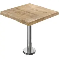 GGM Möbel PML | Bistro Baumkanten Tisch | Quadratisch | 60 x 60 x 77 cm | Eiche / Edelstahl