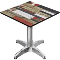 GGM Möbel CPBL | HPL Bistro Tisch | B:T:H 70 x 70 x 78 cm | Vintage Bunt / Aluminium | Klappbar + Zusatzgewicht | Quadratisch