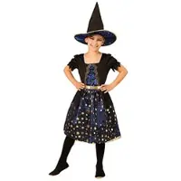 Buttinette Kinder-Kleid "Zauberin", dunkelblau/schwarz/gold