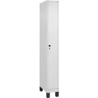 C+P Spind Classic PLUS, Füße, 1 Abteil, 1950x250x500mm, 9016/9016 Verschluss Sicherheits-Drehriegel 3 Garderobenhaken