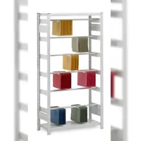 Proregal Pendelhefter-Regal einseitig Stecksystem T-Profil | HxBxT 300x100x40cm | 9 Ebenen | Fachlast 40kg | Pendelsystem Zippel | Lichtgrau