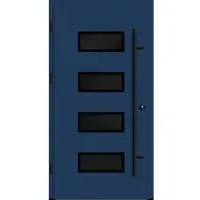 Haustuerenland.de Aluminium Haustür "NADINE" 82 mm RC2 BLACKLINE Saphirblau RAL 5003 beidseitig außen öffnend DIN links