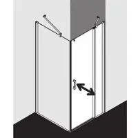 Kermi Pega Pendeltür 1-flügelig mit Festfeld PE1NR10020VNK 100x200cm, silber hochglanz ESG SR Arena C, rechts, auf Duschwanne