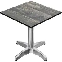 GGM Möbel CPBL | HPL Bistro Tisch | B:T:H 70 x 70 x 78 cm | Rustikal Kiefer / Aluminium | Klappbar + Zusatzgewicht | Quadratisch