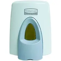 Rubbermaid Schaumseifenspender , Volumen 400 ml, manuell, antimikrobielle Drucktaste, Sichtfenster, lebenslange Garantie, Kunststoff, weiß/grau