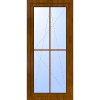 Haustuerenland.de Kunststoff Balkontür "GEORG" 74 mm 2-fach Verglasung 4 Sprossenfelder Golden Oak holzähnlich innen öffnend DIN links
