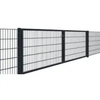 Meingartenversand.de Doppelstabmattenzaun Tor 8/6/8 - 400 x 160 cm - anthrazit (RAL 7016) - 2-flügliges Doppeltor mit 4 x 4 cm Rahmen - ideal als Gartentor für Mattenzäune