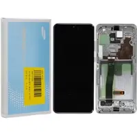 Samsung LCD Display mit Rahmen für Galaxy S20 Ultra, Galaxy S20 Ultra 5 G, Cloud White, ohne Kamera
