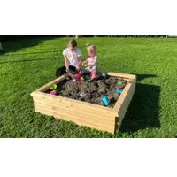 Meingartenversand.de Holz Sandkiste L 200 x 200 x 32 cm - Buddelkaste aus Fichte, naturbelassen – kompakter Sandkasten – ideales Holzsandkasten für Kinder