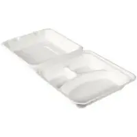 Duni BioPak Menübox mit Deckel , 3-geteilt 192069 , 1 Karton = 2 x 50 Stück, 350/120/120 ml