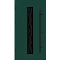 Haustuerenland.de Aluminium Landhaustür "AURORA" 82 mm RC2 BLACKLINE Diamant Sprossenfelder Moosgrün RAL 6005 beidseitig außen öffnend DIN links