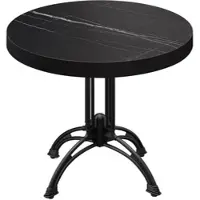GGM Möbel BMLG | Bistro Tisch | Ø 80 x 77 cm | Rund | Schwarzer Rand | Schwarz Marmor / Schwarz