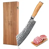 Zayiko Minami Damast Blockmesser I 22,5 cm Klinge I Olivenholzgriff I Holzbox