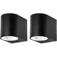 ETC 2er Set Außen Wand Leuchten schwarz Haus Tür Alu Strahler GU10 Veranda Down Lampen