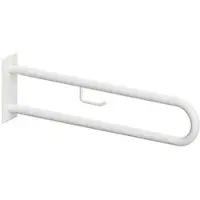 BRILLANTBAD BELP Stützgriff in U-Form mit Toilettenpapierhalter Eisen Weiß 100x250x866 mm, 120 kg Traglast für Bad & WC >> zum Bohren