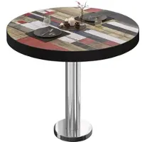 GGM Möbel BML | Bistrotisch | Ø:H 60 x 77 cm | Vintage Bunt / Edelstahl | Rund | Schwarzer Rand