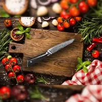 Muxel Gemüsemesser Obstmesser oder Tomatenmesser - Das Küchenmesser mit 13 cm Carbon Damast-Klinge