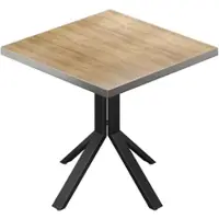 GGM Möbel BE | Bistro Tisch | 70 x 70 x 74,5 cm | Quadratisch | Edelstahl Rand | Eiche / Schwarz