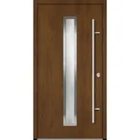 Haustuerenland.de Aluminium Haustür "AURORA" 68 mm Golden Oak holzähnlich beidseitig innen öffnend DIN rechts