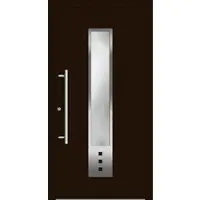 Haustuerenland.de Smarte Haustür "GLORIA" 79 mm RC2 mit Fingerprint Dunkelbraun RAL 8077 innen öffnend DIN links