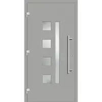 Haustuerenland.de Haustür "HENRIETTE" 79 mm RC3 Weißaluminium RAL 9006 beidseitig außen öffnend DIN links
