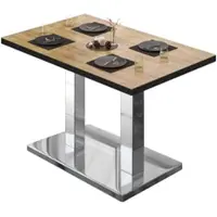 GGM Möbel BM | Bistrotisch | B:T:H 120 x 70 x 75 cm | Eiche / Edelstahl | Rechteckig | Schwarzer Rand