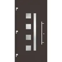 Haustuerenland.de Haustür "HENRIETTE" 79 mm RC3 Graubraun RAL 8019 außen öffnend DIN links