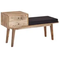 KADIMA DESIGN SITZBANK – Stoff/Massivholz, 120x65x40 cm, Retro-Stil, Schwarz, mit Stauraum