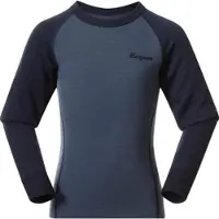 Bergans Langarmshirt Inner: Dual Merino Kids Long Sleeve Kinder Granite Blue/Navy Blue-Größe 116