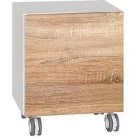 Evenes Rollcontainer ELA, Korpus weiß seidenmatt, Front Eiche sägerau, 400 x 400 x 350 mm